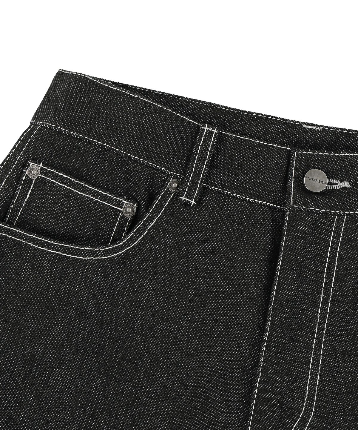 낫포너드(NOT4NERD) Stitch Double Knee Denim Pants - Black