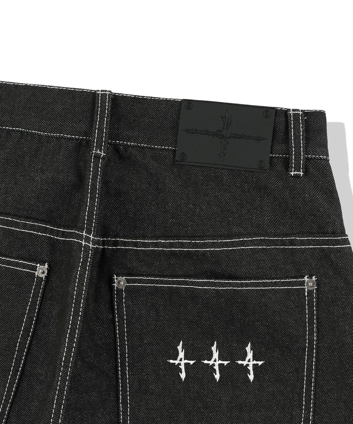 낫포너드(NOT4NERD) Stitch Double Knee Denim Pants - Black