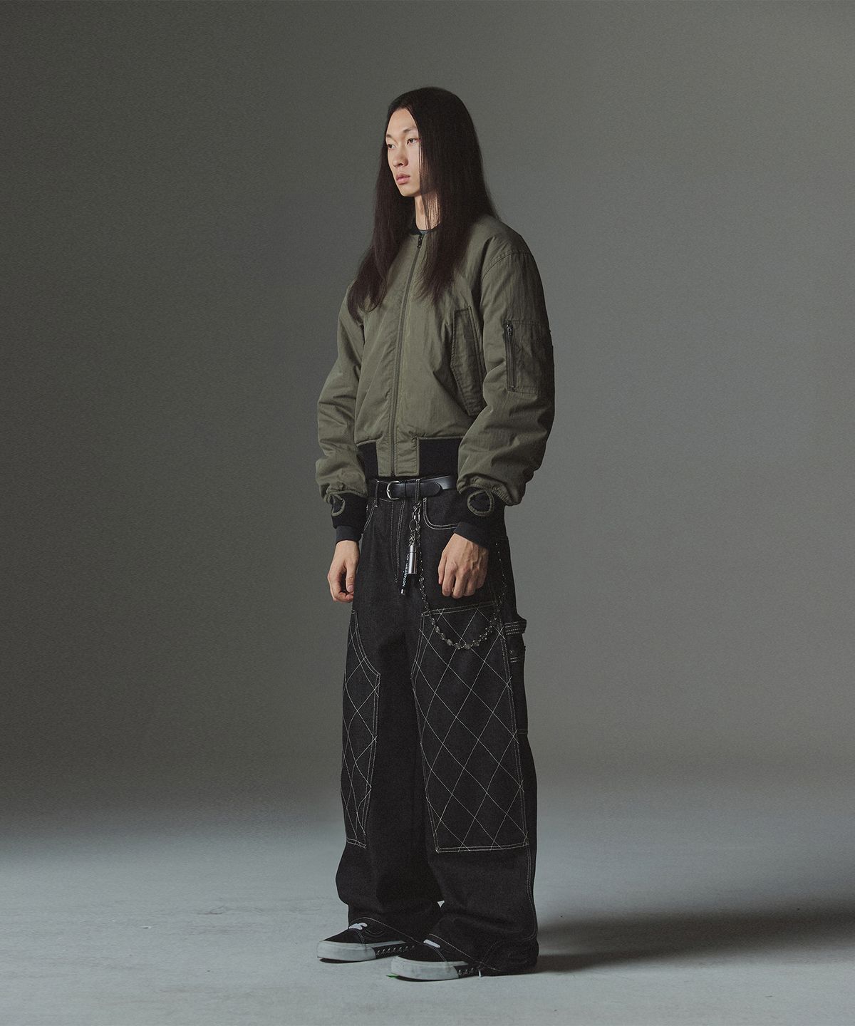 낫포너드(NOT4NERD) Stitch Double Knee Denim Pants - Black