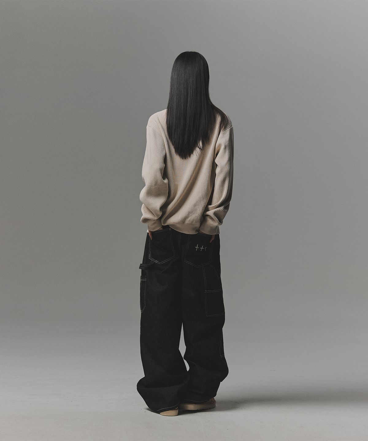 낫포너드(NOT4NERD) Stitch Double Knee Denim Pants - Black
