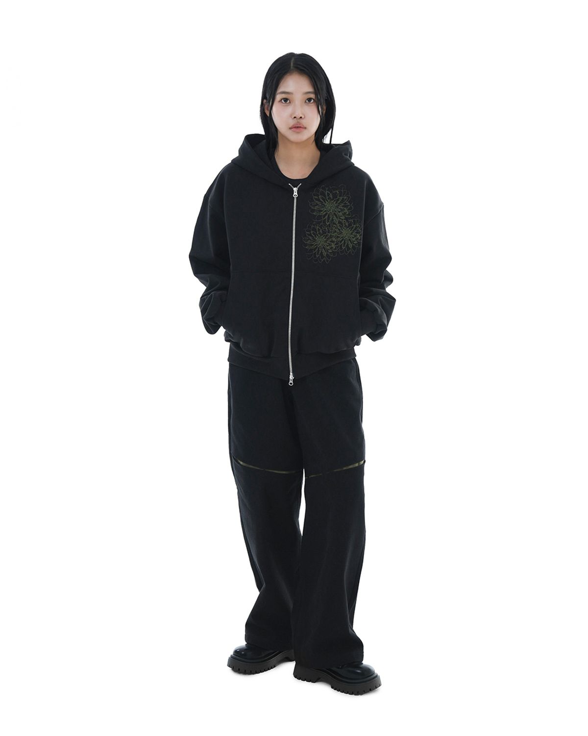 헤오진(HEOJIN) 히튼 톤 컷 팬츠_블랙