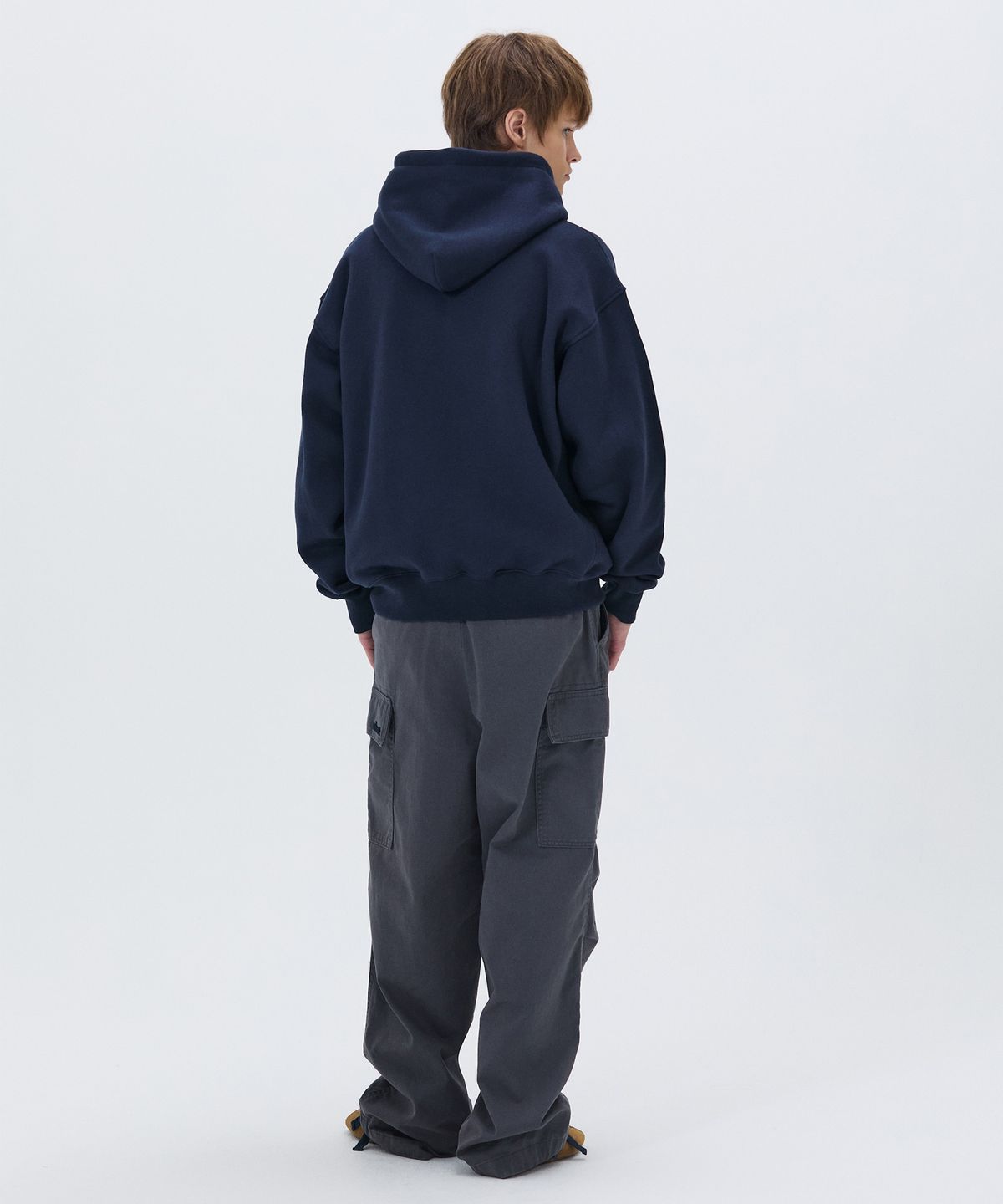 노앙(NOHANT) LONELY/LOVELY FELT HOODIE ZIP-UP NAVY