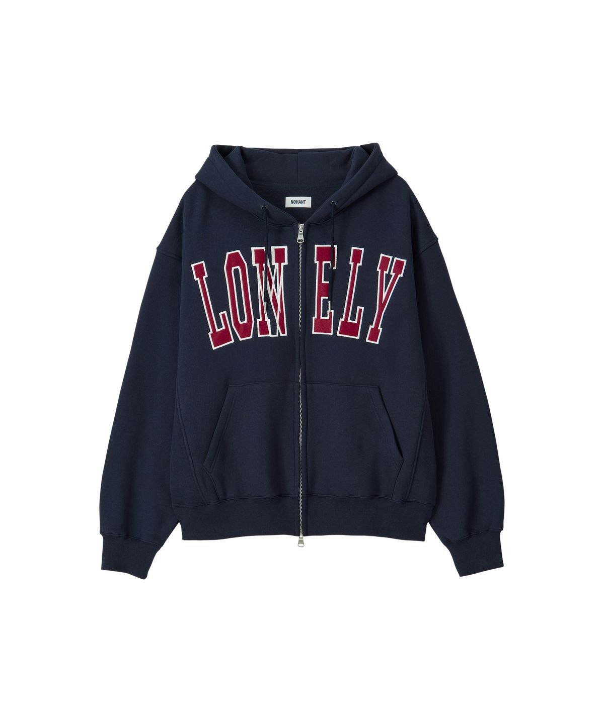 노앙(NOHANT) LONELY/LOVELY FELT HOODIE ZIP-UP NAVY