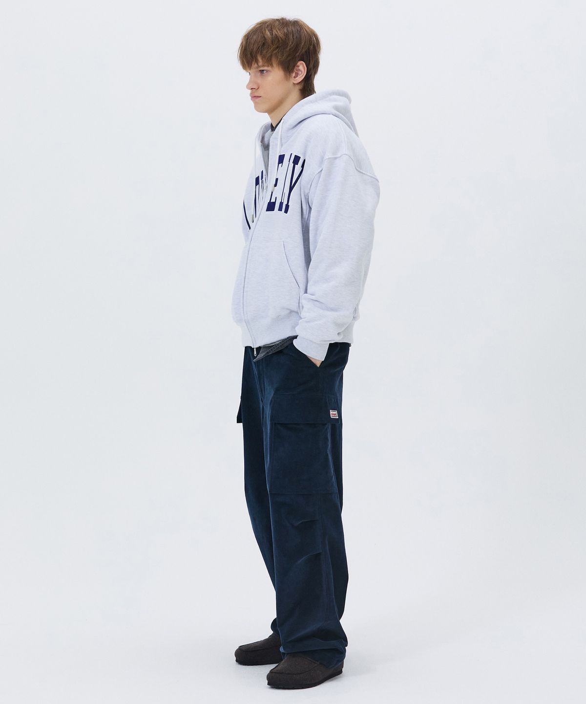 노앙(NOHANT) LONELY/LOVELY FELT HOODIE ZIP-UP ASH GRAY
