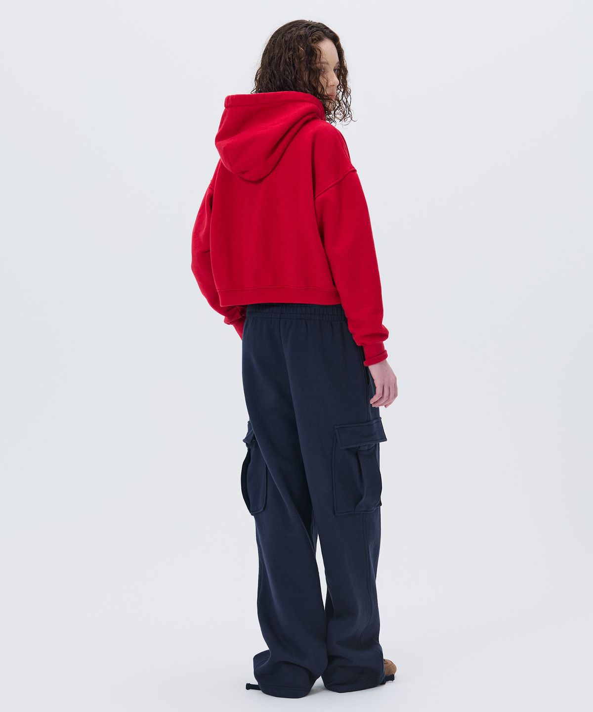 노앙(NOHANT) LONELY/LOVELY CROP HOODIE ZIP-UP RED