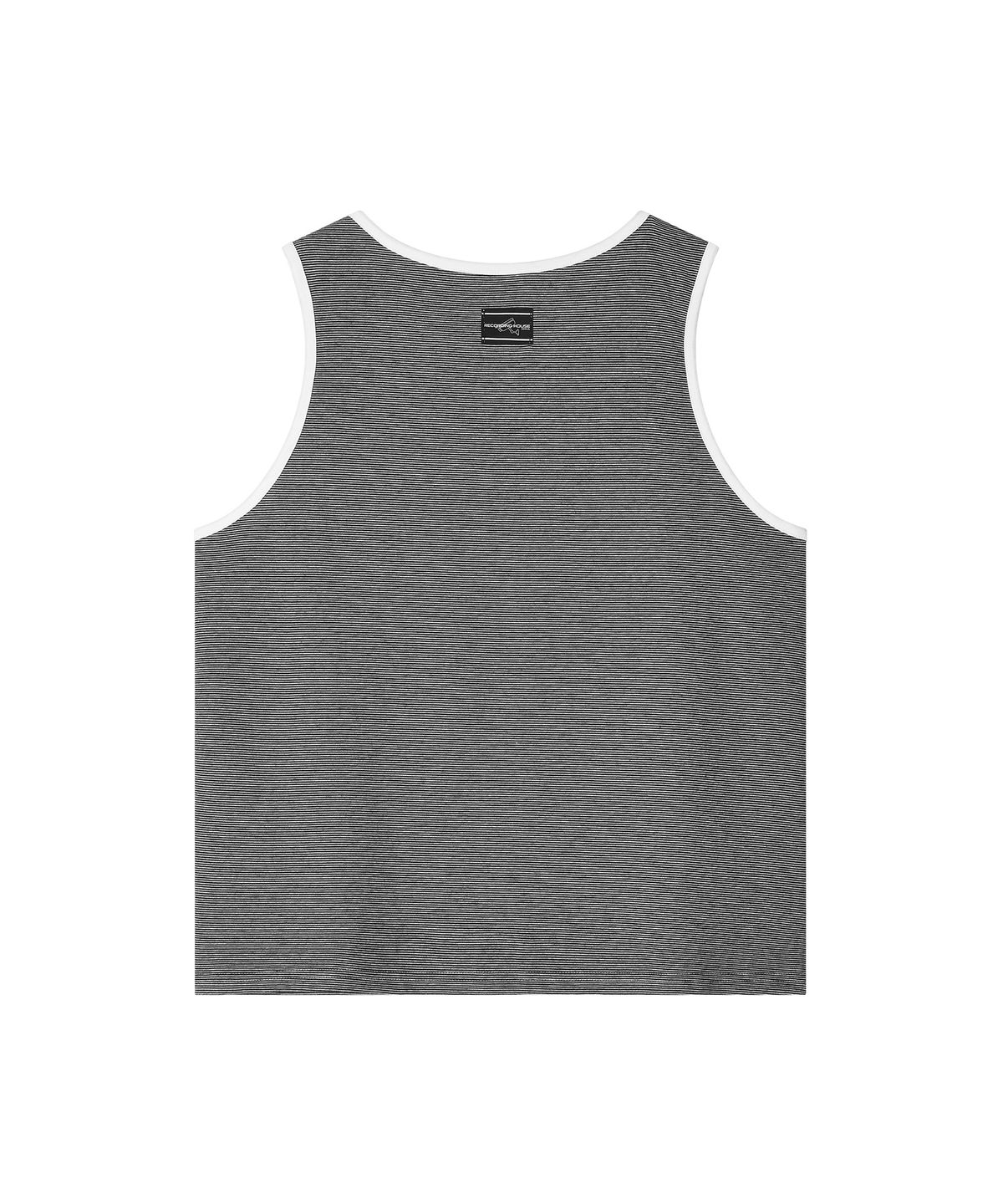레코딩하우스(RECORDINGHOUSE) REC STRIPE SLEEVELESS [BLACK]