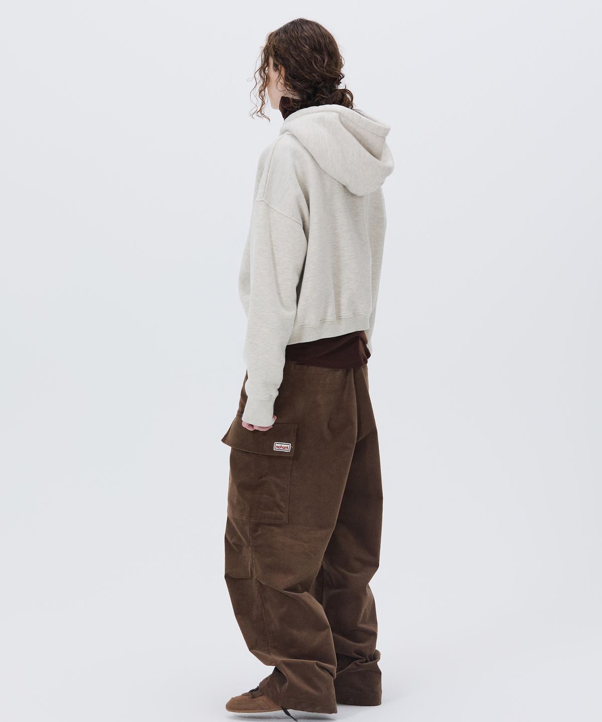 노앙(NOHANT) LONELY/LOVELY CROP HOODIE ZIP-UP OATMEAL