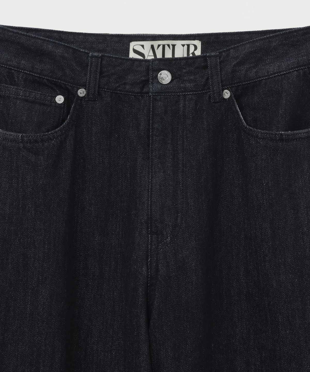 세터(SATUR) 와이드 커브드 데님 팬츠 인디고