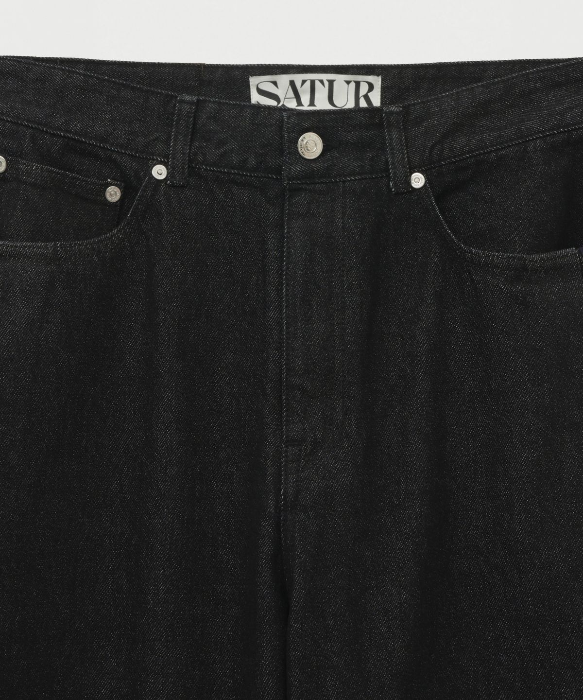 세터(SATUR) 와이드 커브드 데님 팬츠 블랙