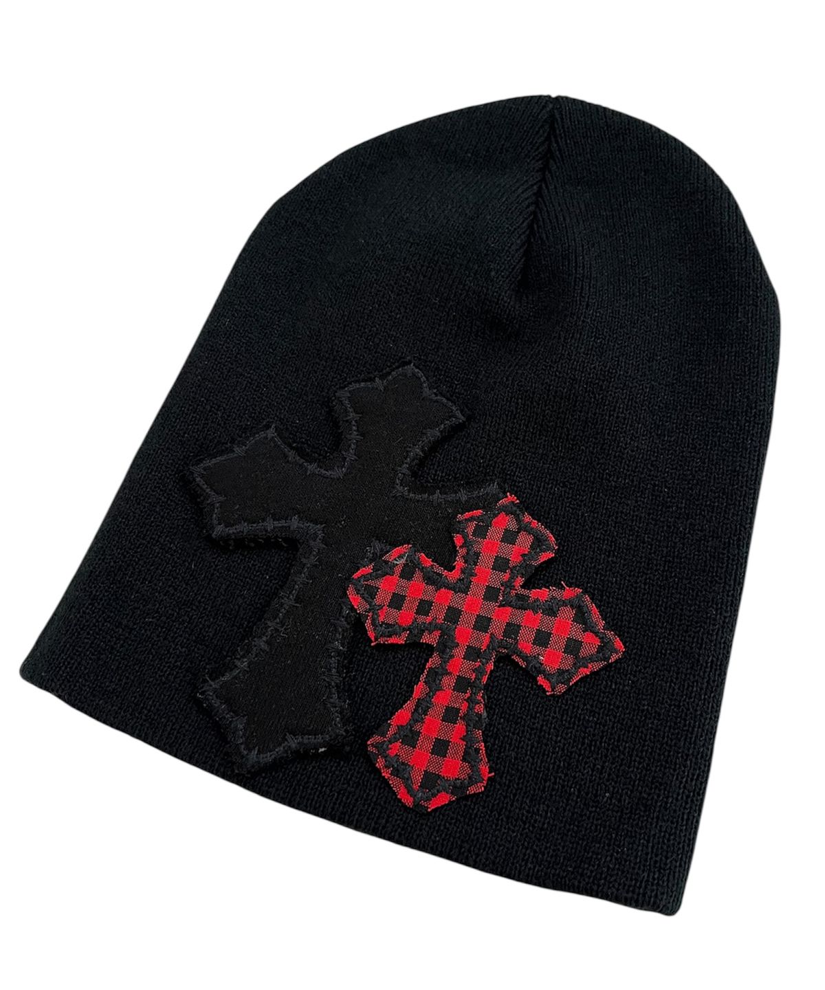 스케이터락(SK8ER ROCK) Double Cross Patchwork Beanie ((black))
