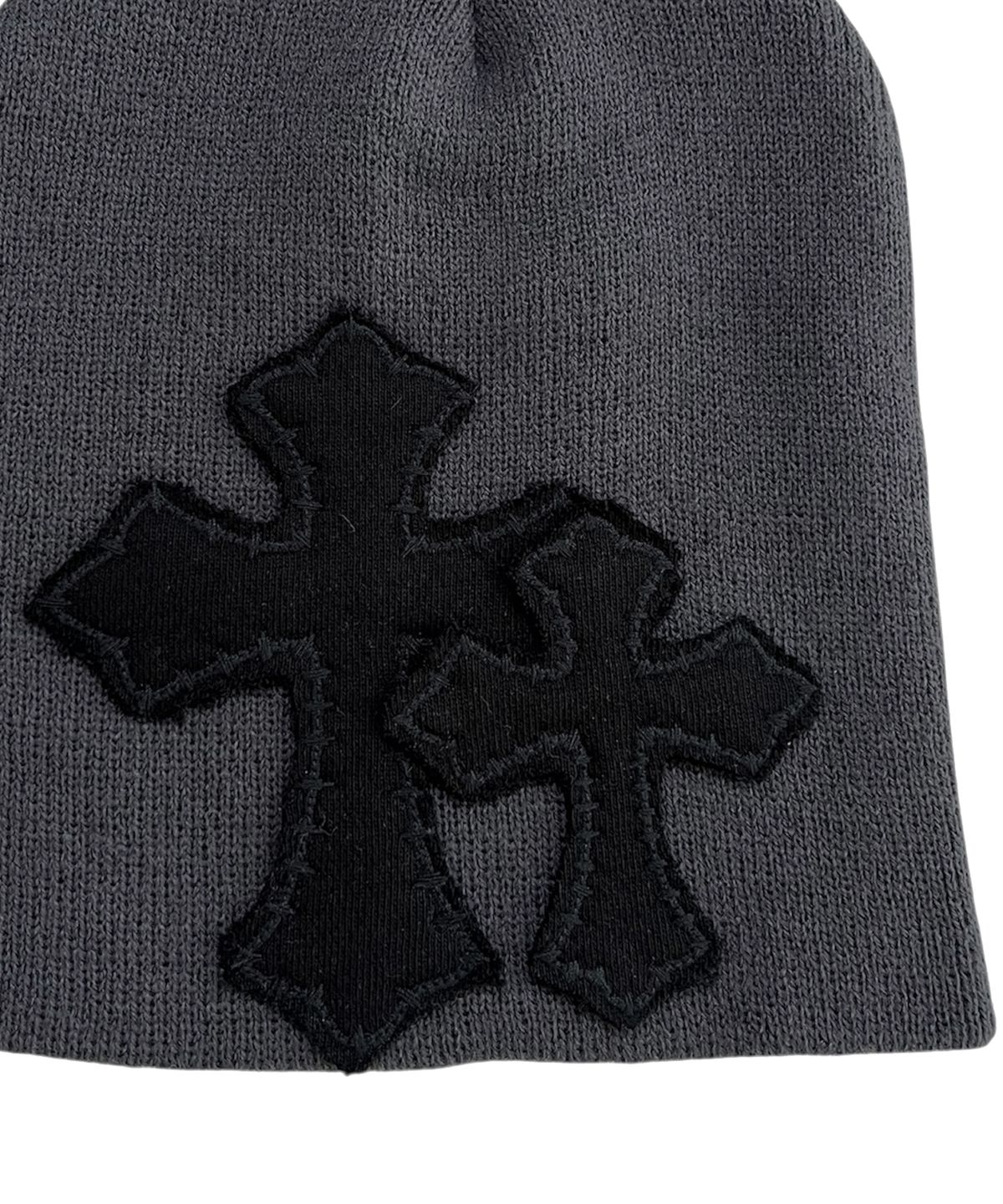 스케이터락(SK8ER ROCK) Double Cross Patchwork Beanie ((dark gray))