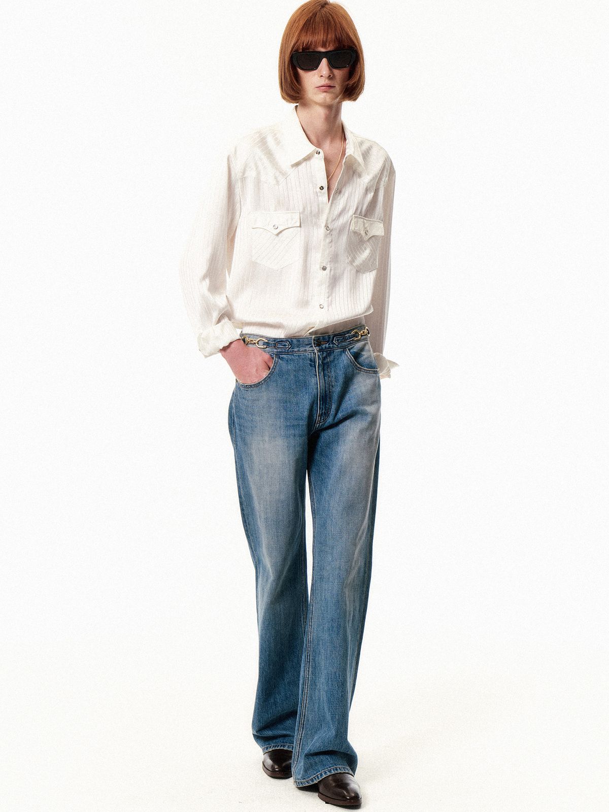 쿠르베(COURBE) Chain Flare Denim (Indigo)