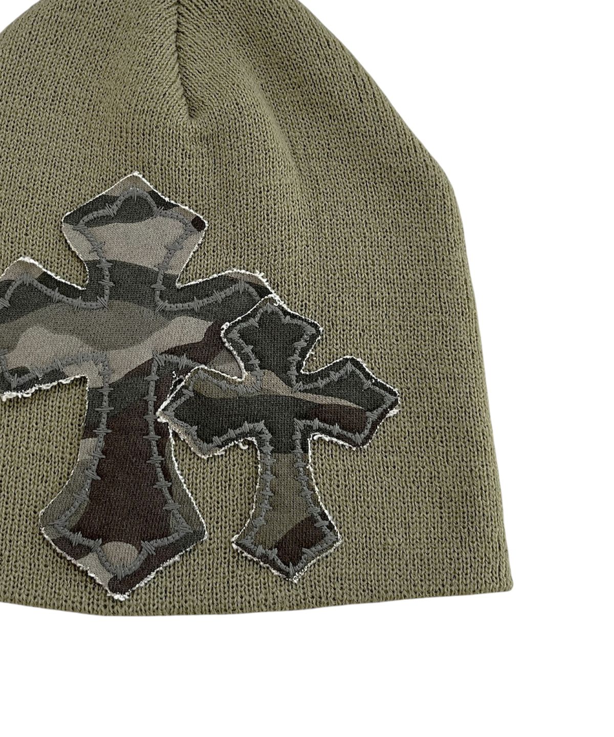 스케이터락(SK8ER ROCK) Double Cross Patchwork Beanie ((light khaki))