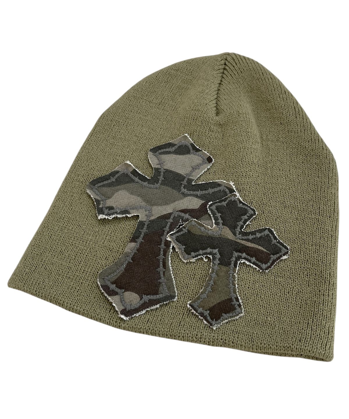 스케이터락(SK8ER ROCK) Double Cross Patchwork Beanie ((light khaki))
