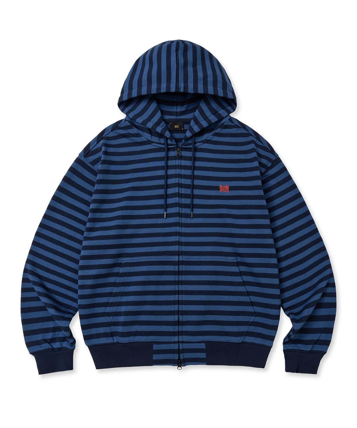 브라운브레스(BROWNBREATH) TAG STRIPE HOOD ZIP UP - BLUE