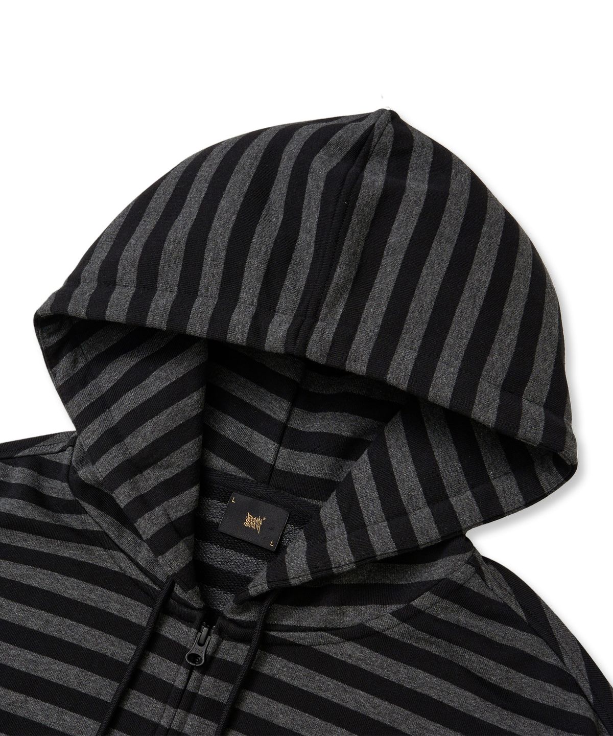 브라운브레스(BROWNBREATH) TAG STRIPE HOOD ZIP UP - CHARCOAL