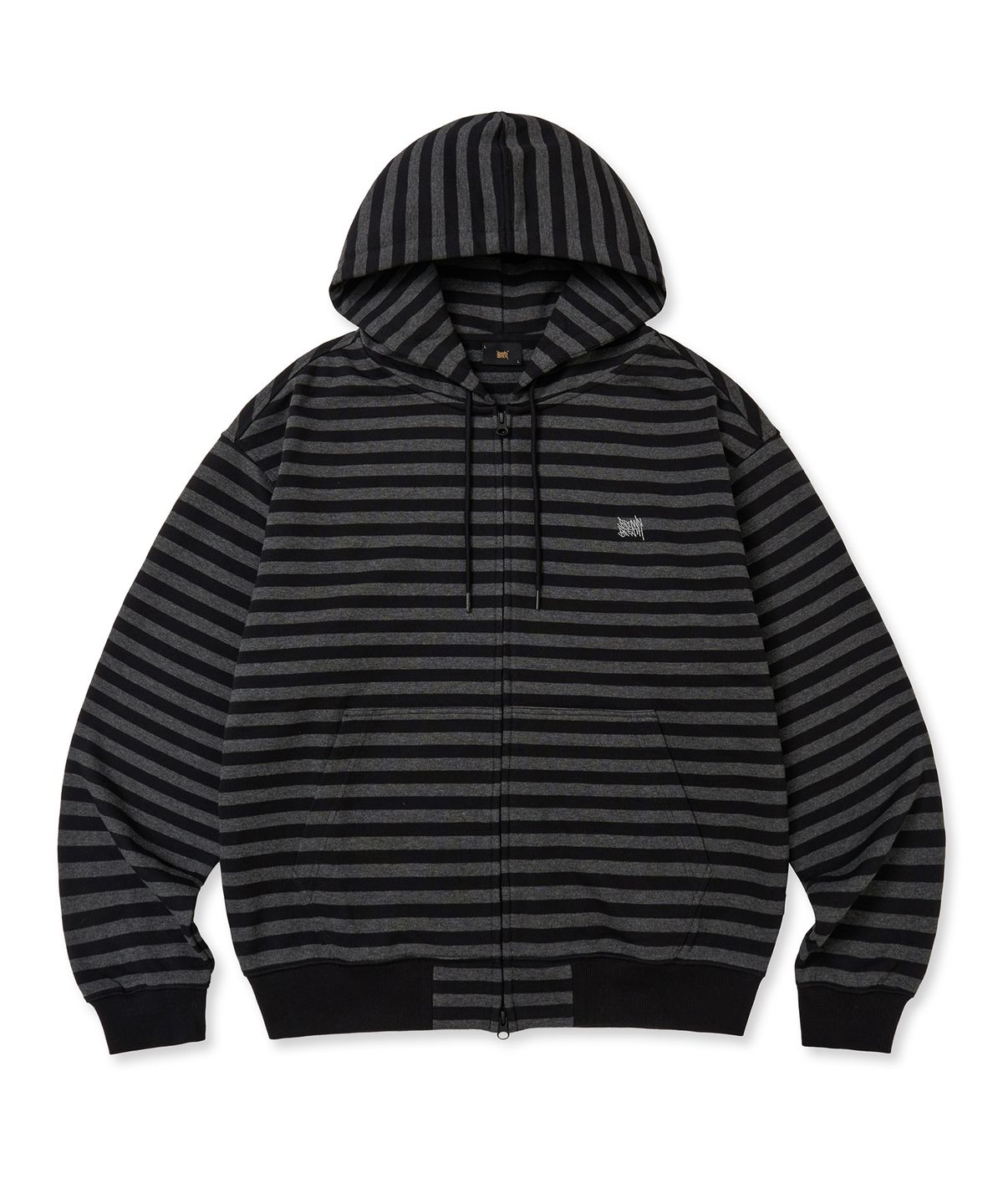 브라운브레스(BROWNBREATH) TAG STRIPE HOOD ZIP UP - CHARCOAL