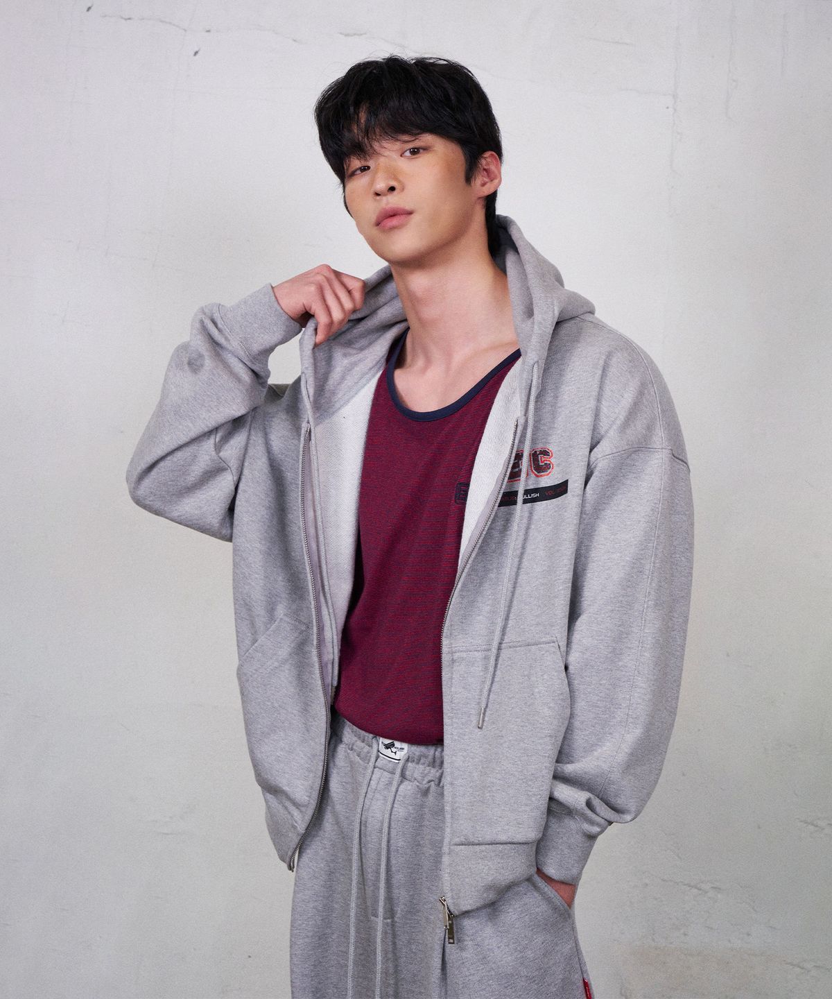 레코딩하우스(RECORDINGHOUSE) REC GRAPHIC HOODIE ZIP UP [MELANGE]