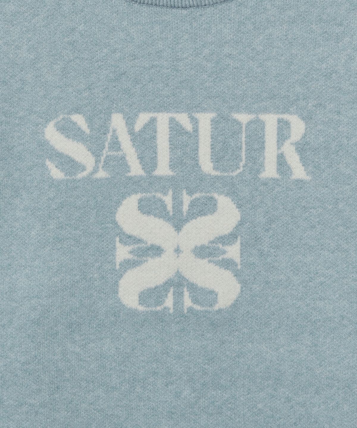 세터(SATUR) 베이직 로고 자카드 크루넥 니트 민트