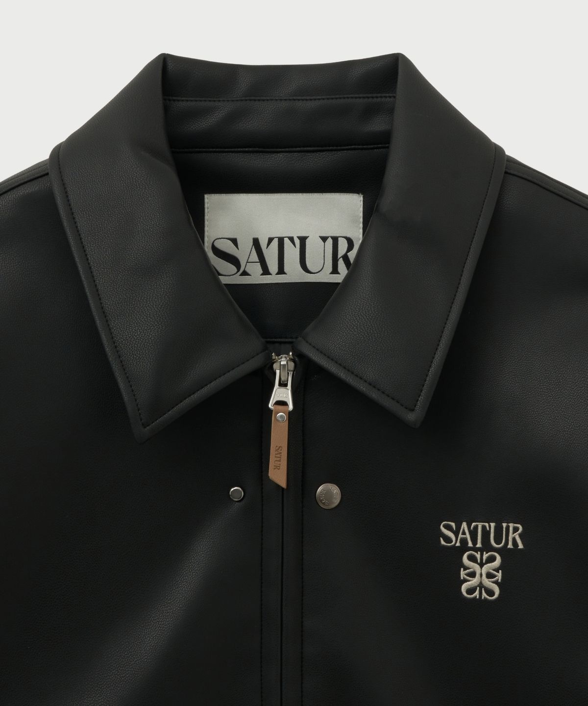 세터(SATUR) 테오 신세틱 레더 칼라 자켓 블랙