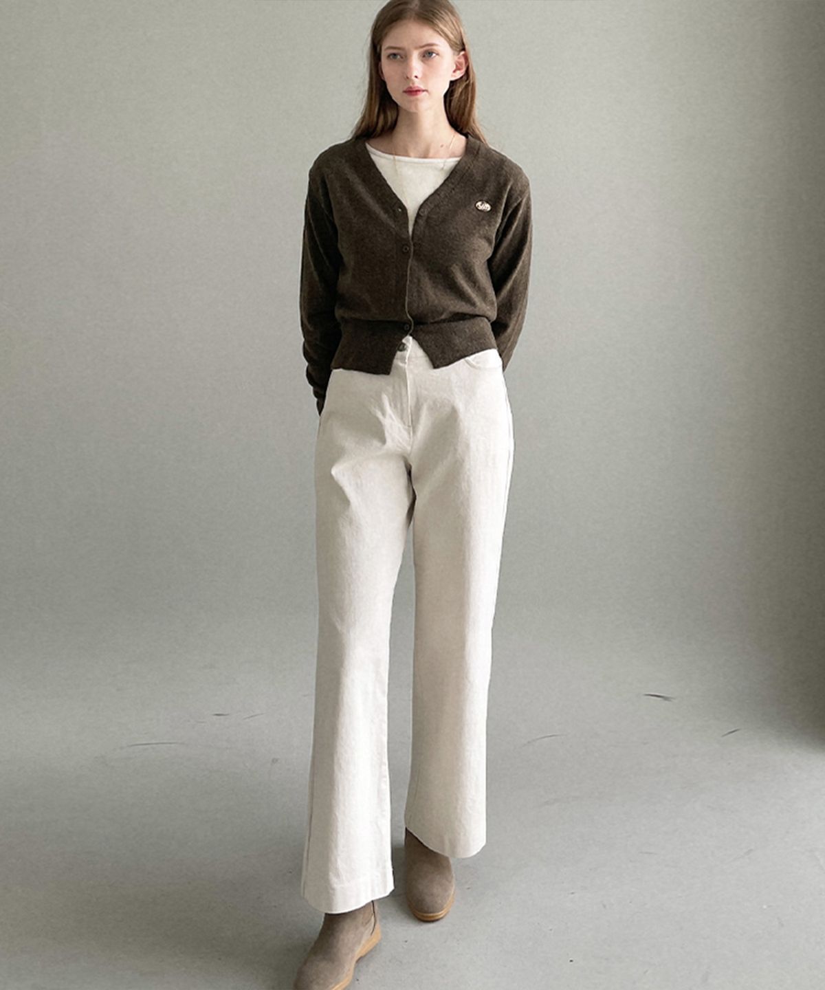 슬로우롤리(SLOWLOLLI) Back elastic straight pants