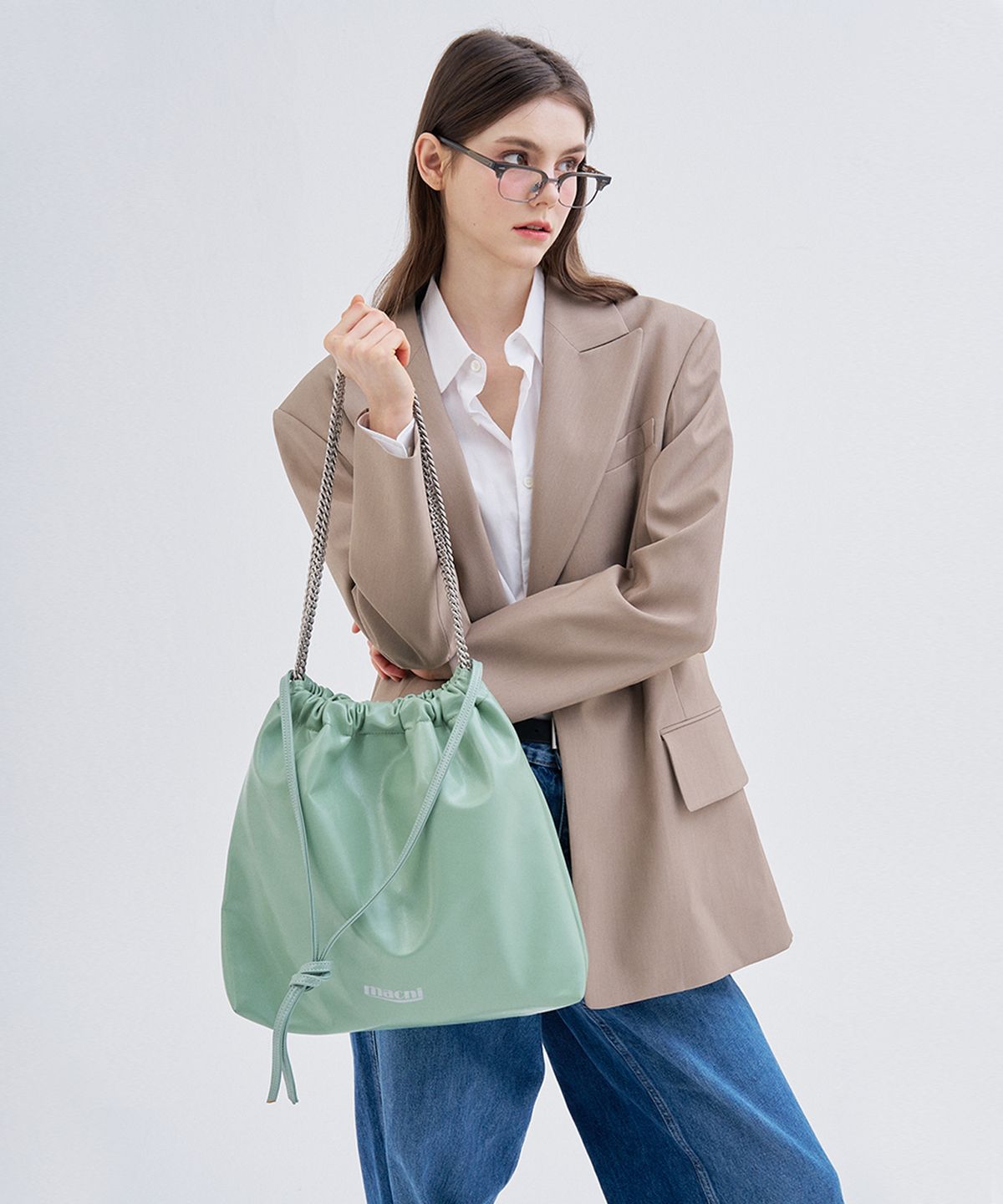 마크니(MACNI) CHAIN STRING BAG_MINT
