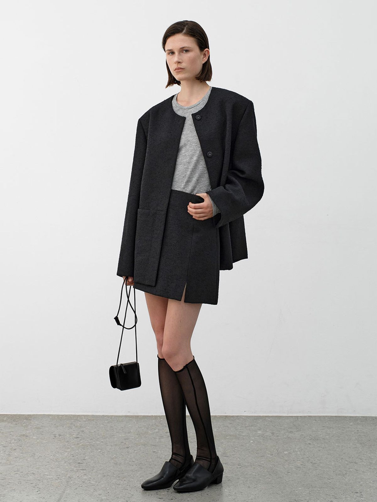아틀리에 나인(ATELIER NAIN) ROUND NECK OVERFIT SET-UP TWEED JACKET(JK-3041)