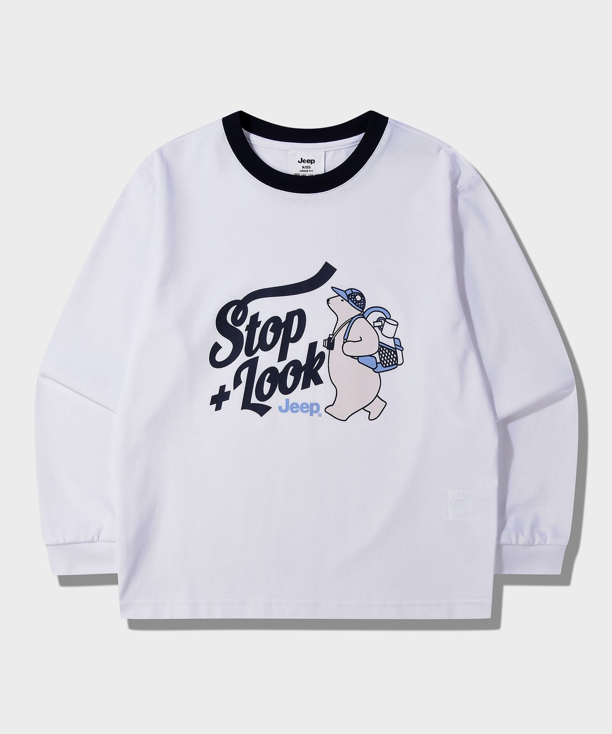 지프키즈(JEEPKIDS) 워킹베어 링거 티셔츠(KQ5TSU061WH)