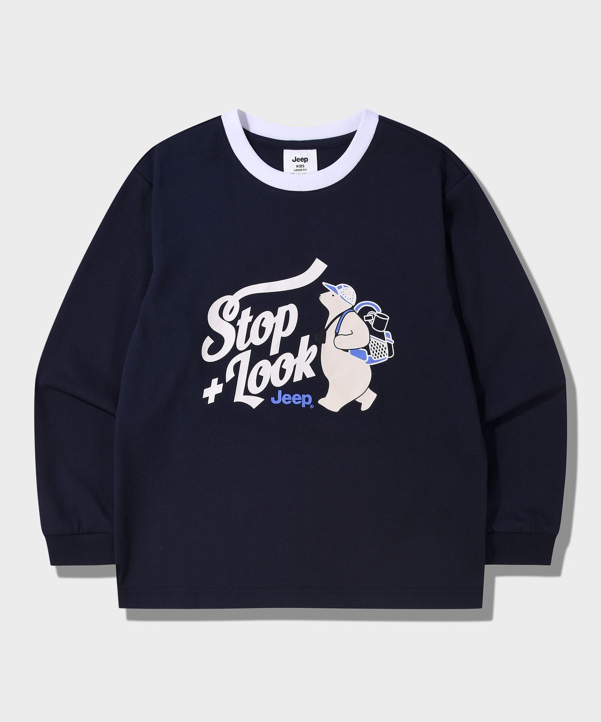 지프키즈(JEEPKIDS) 워킹베어 링거 티셔츠(KQ5TSU061NA)