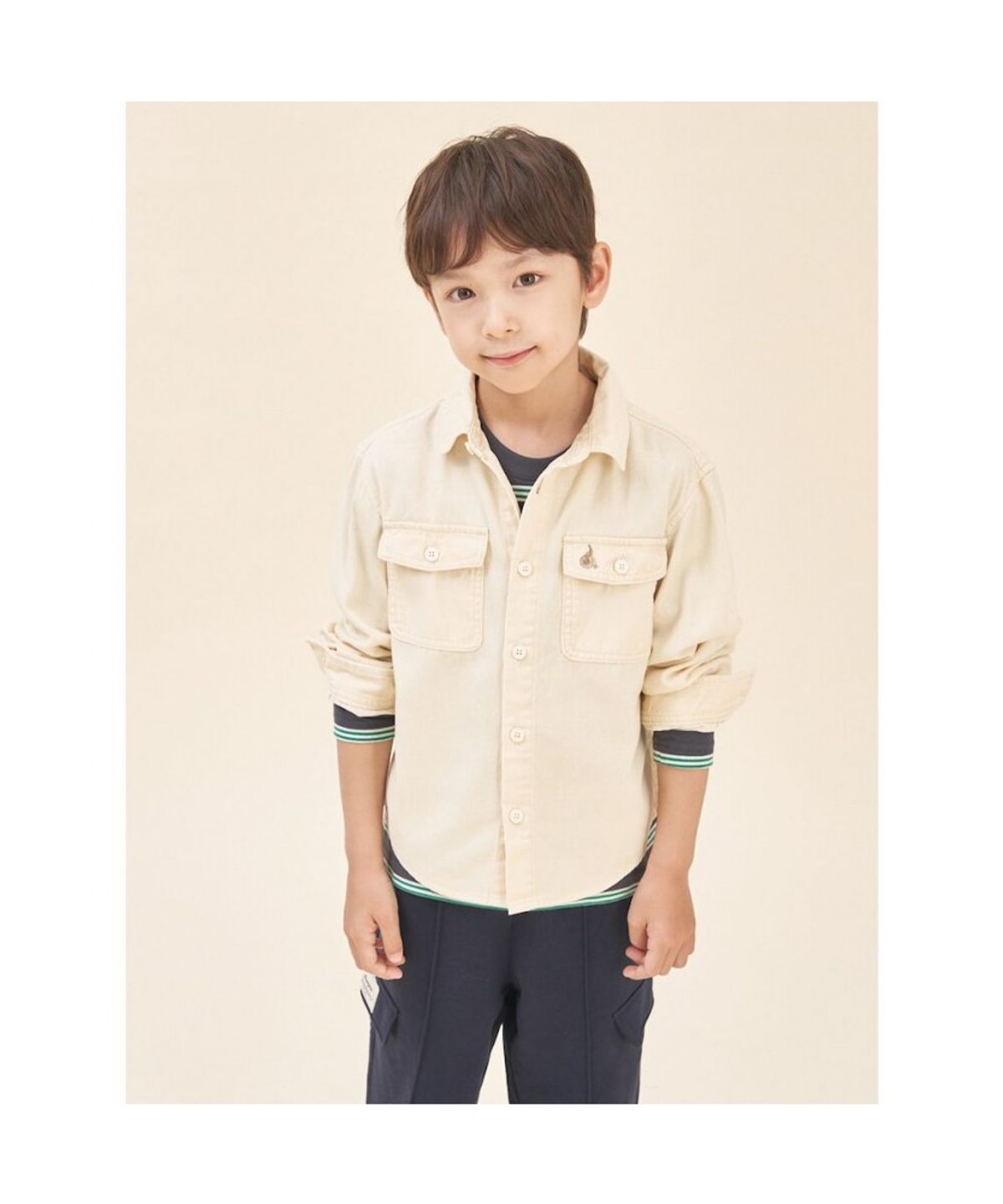 빈폴 키즈(BEANPOLE KIDS) 루즈핏 피그먼트 아우터형 데님 셔츠  옐로우 (BI5864U05E)