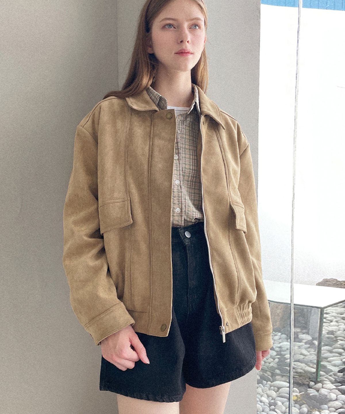 슬로우롤리(SLOWLOLLI) Bomber suede jacket