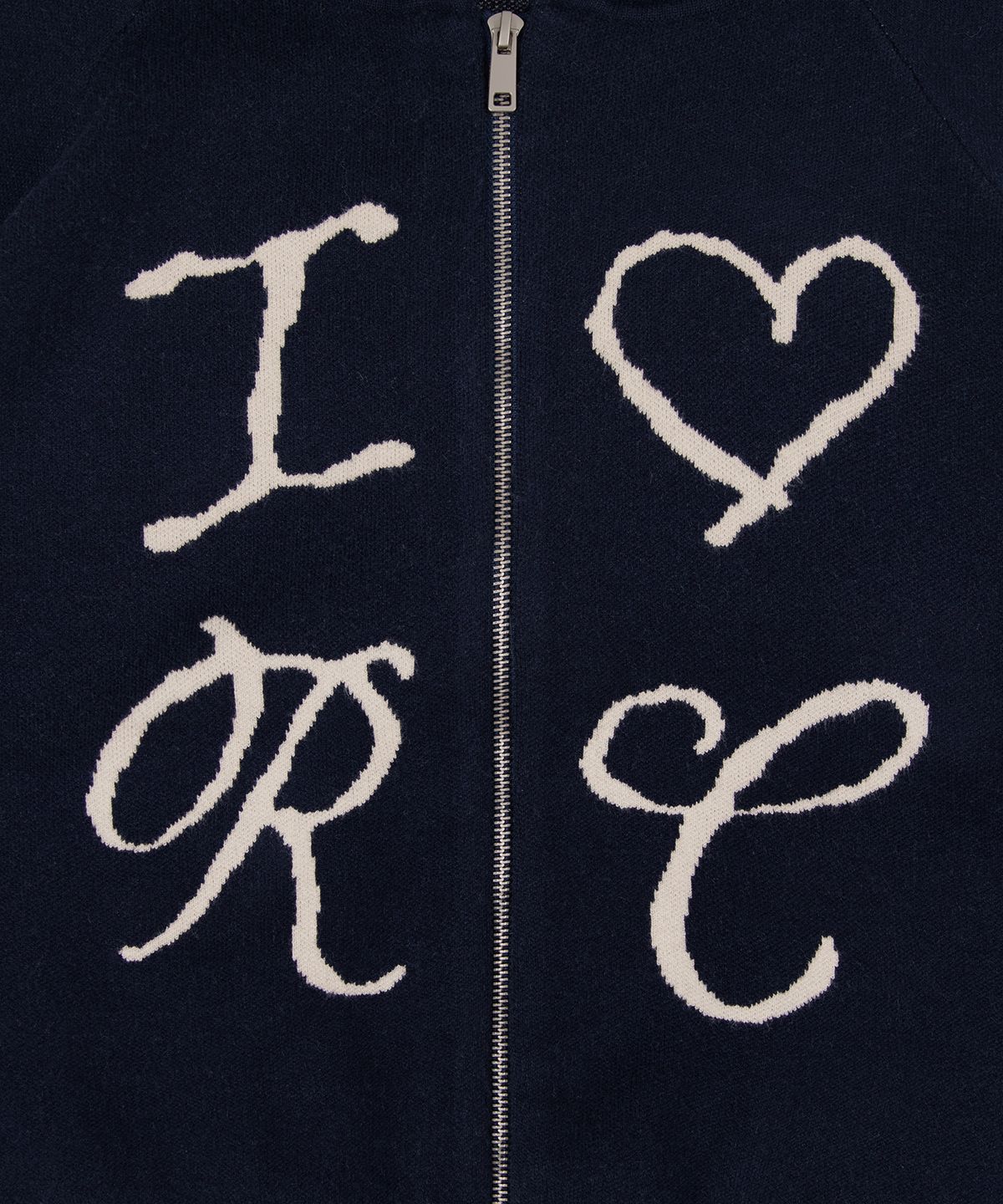 락케이크(ROCKCAKE) Heart Knit Zip Up Hoodie - Navy