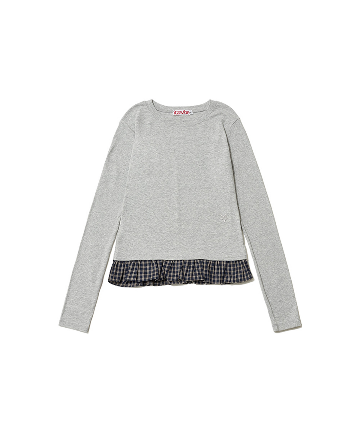 잇자바이브(ITZAVIBE) CHECK LAYERED LONG SLEEVE - GRAY