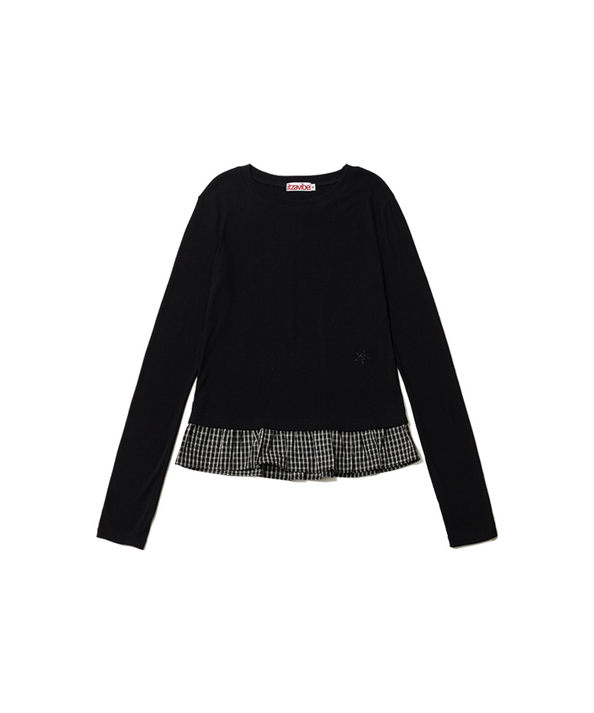 잇자바이브(ITZAVIBE) CHECK LAYERED LONG SLEEVE - BLACK