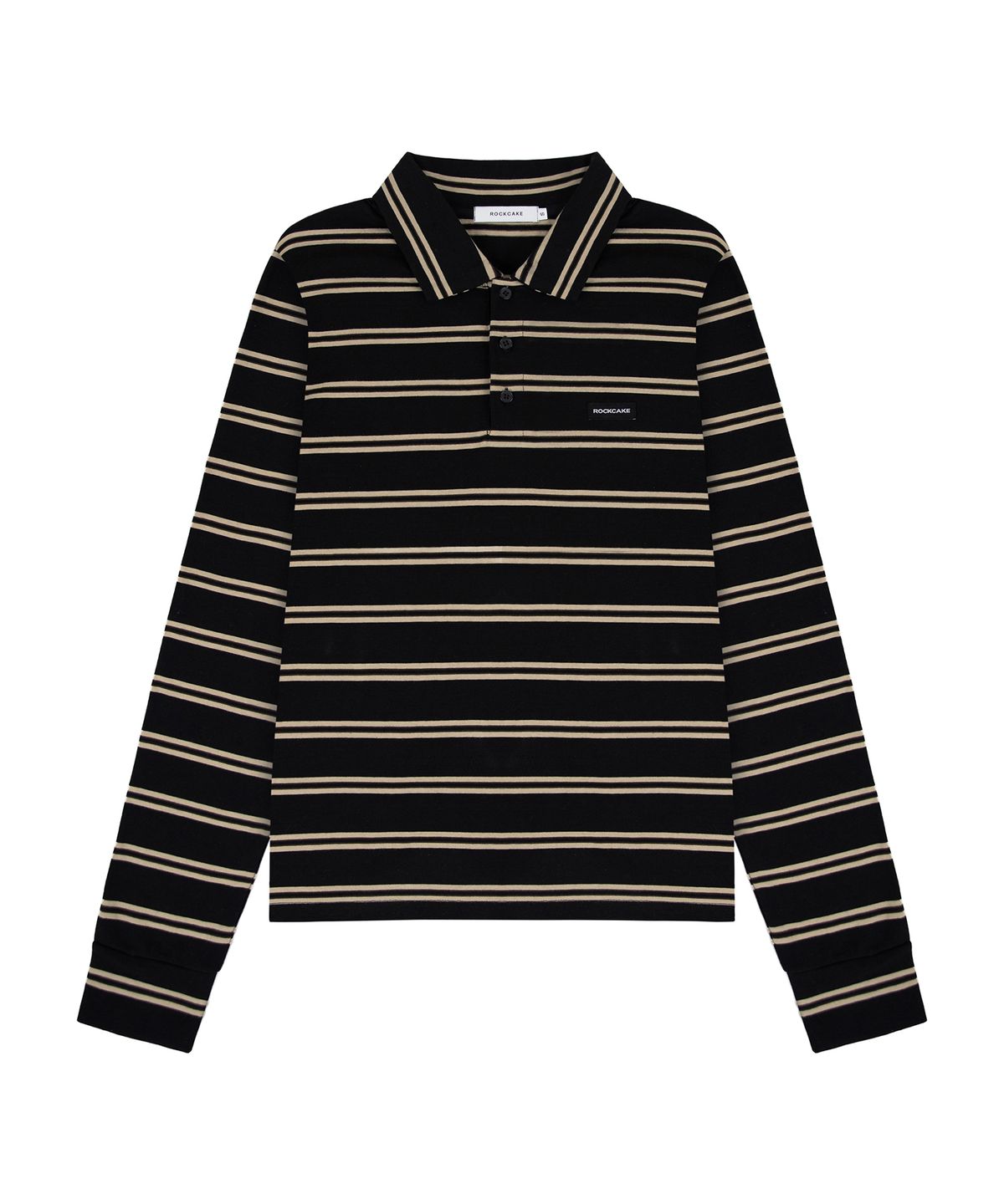 락케이크(ROCKCAKE) Heritage Stripe Polo Top - Black