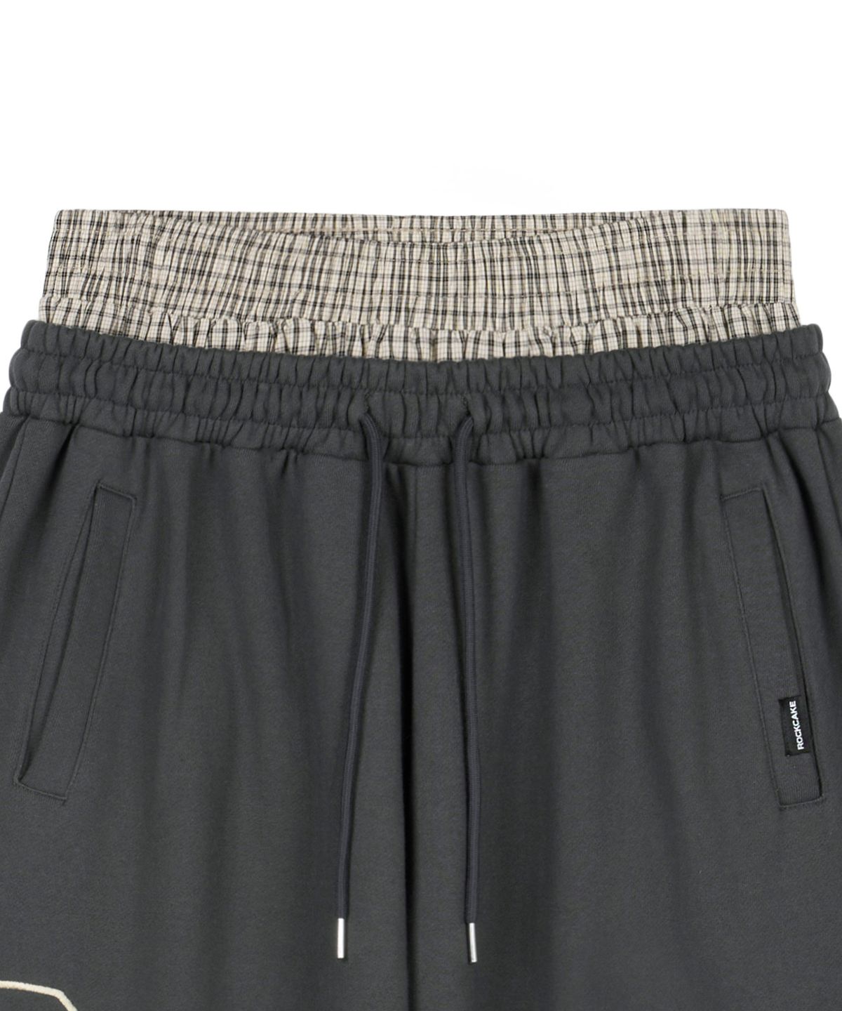 락케이크(ROCKCAKE) Check Layered 96 Wide 2way Jogger - Charcoal