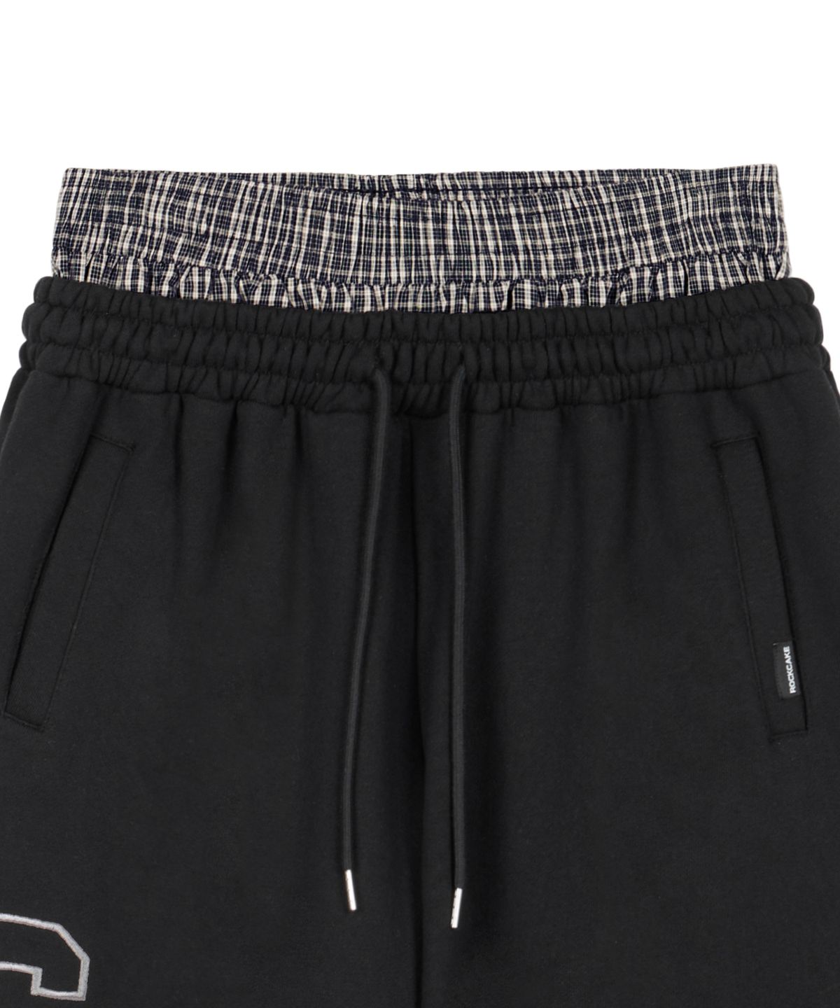 락케이크(ROCKCAKE) Check Layered 96 Wide 2way Jogger - Black
