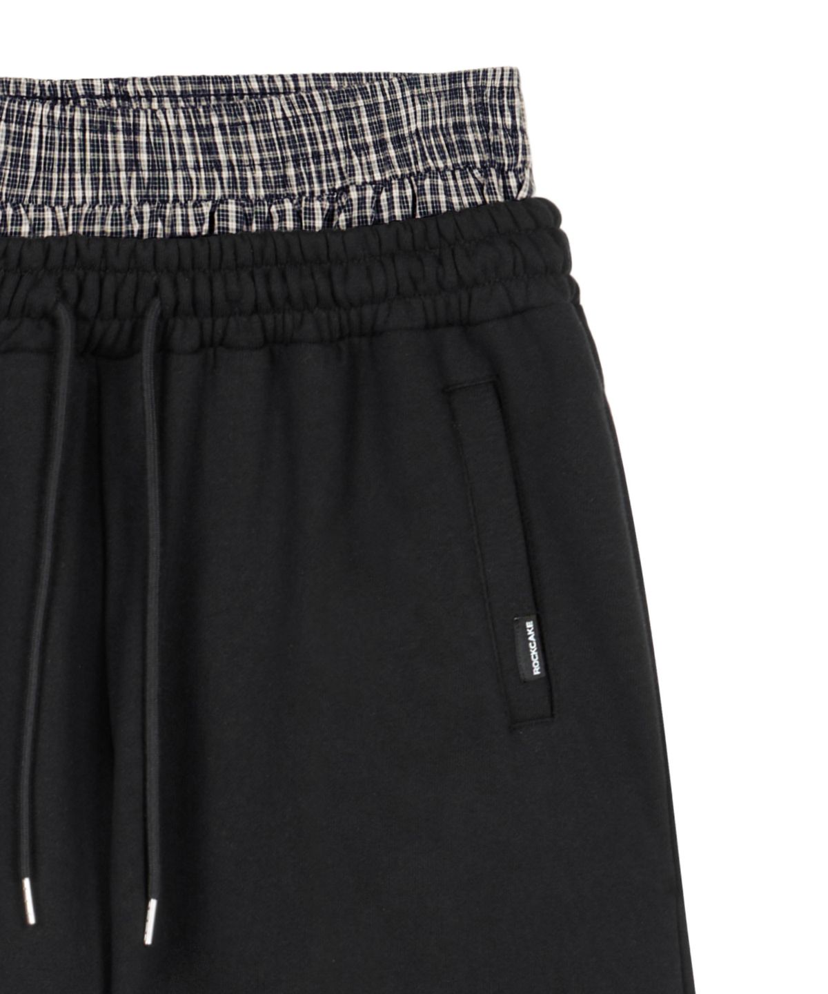 락케이크(ROCKCAKE) Check Layered 96 Wide 2way Jogger - Black