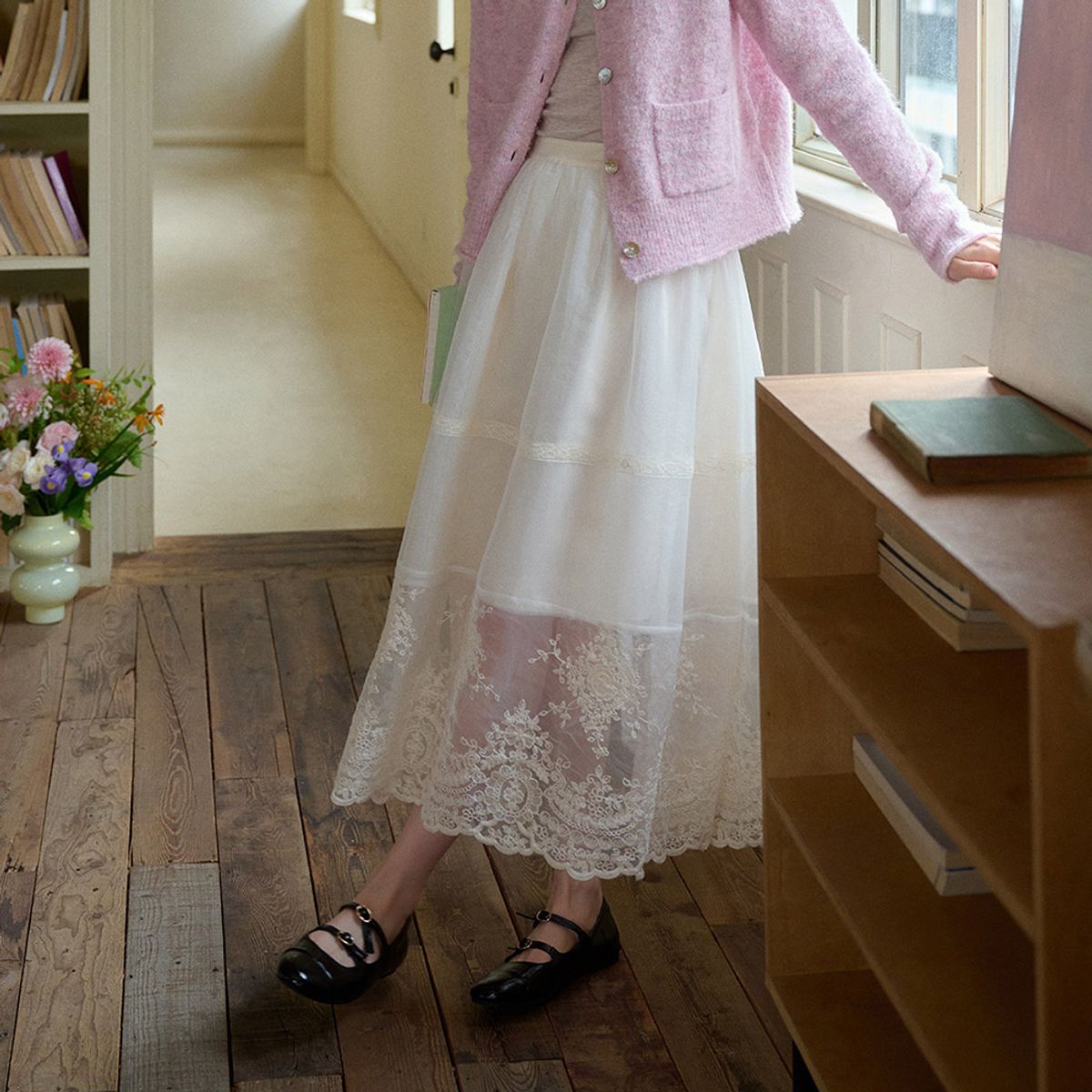 심플레트로(SIMPLE RETRO) SR_Industry tulle a-line skirt