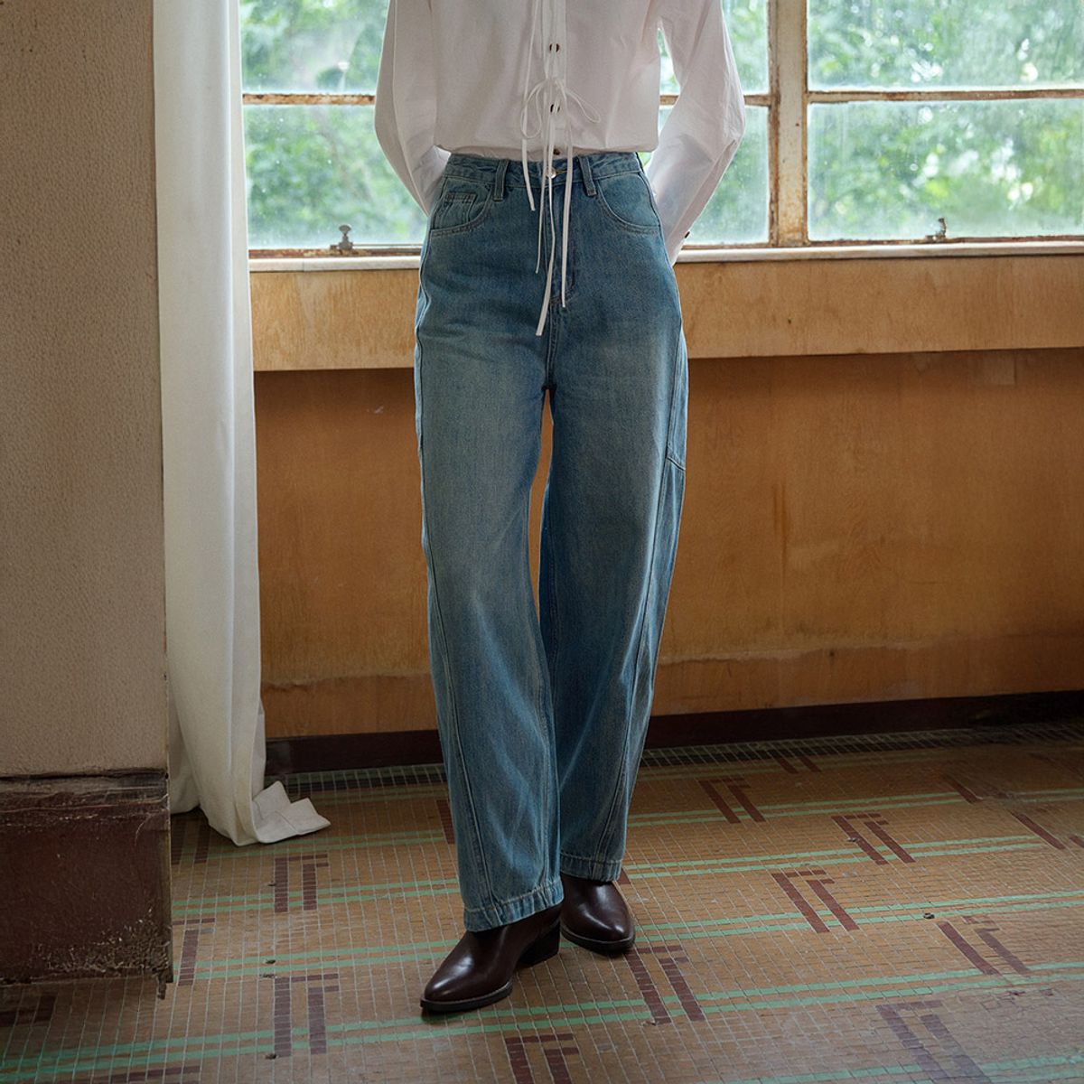 심플레트로(SIMPLE RETRO) SR_Washed casual crisp pants