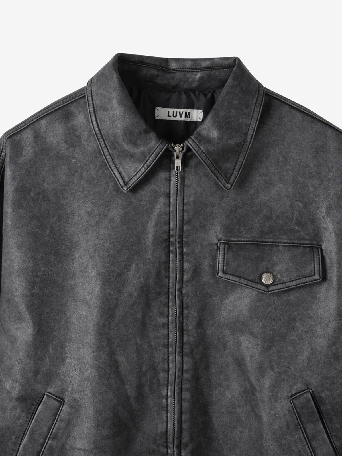 엘유브이엠(LUVM) FAKE LEATHER ZIP-UP JACKET_BLACK