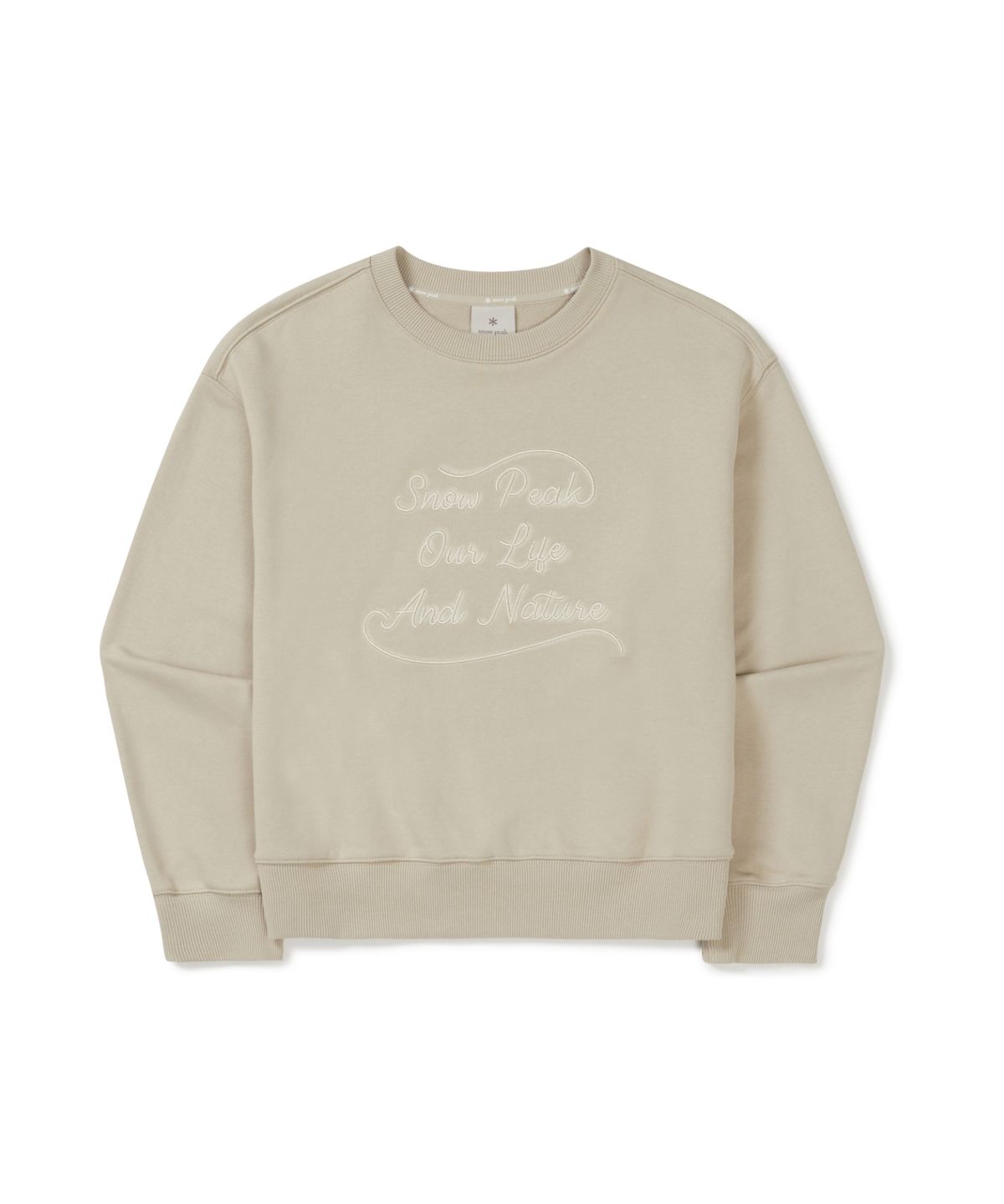 스노우피크 어패럴(SNOWPEAK APPAREL) 여성 레터링 세미크롭 맨투맨 (S25FWFHT63) Beige