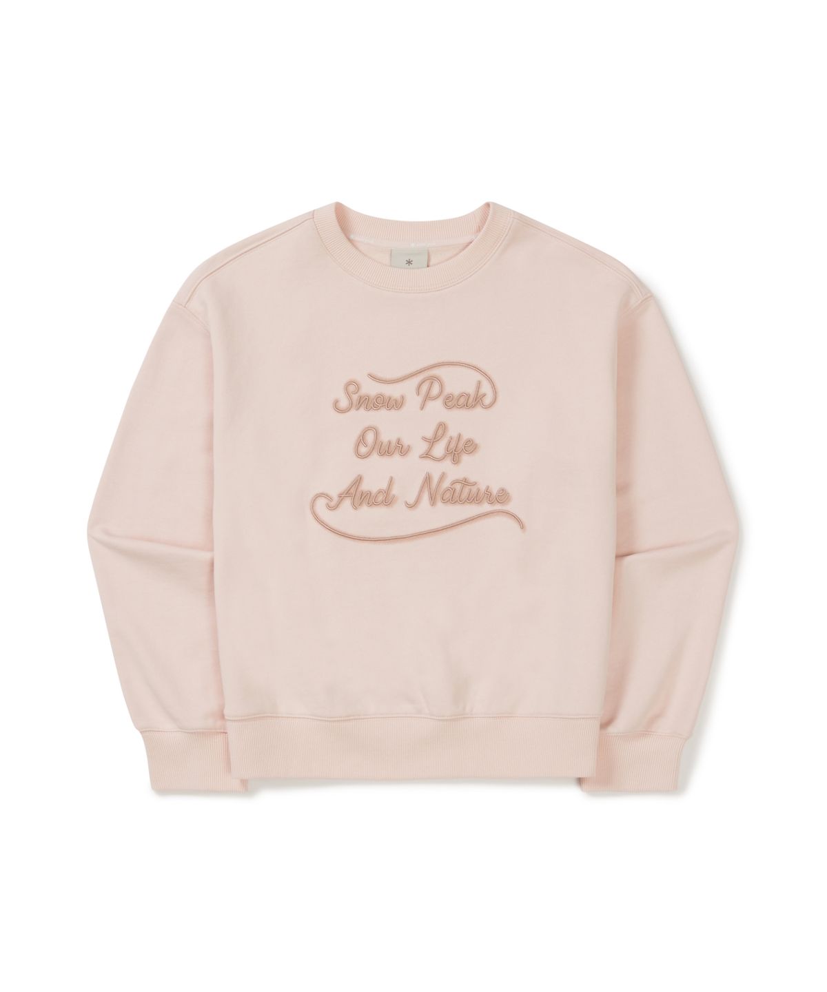 스노우피크 어패럴(SNOWPEAK APPAREL) 여성 레터링 세미크롭 맨투맨 (S25FWFHT63) Light Pink