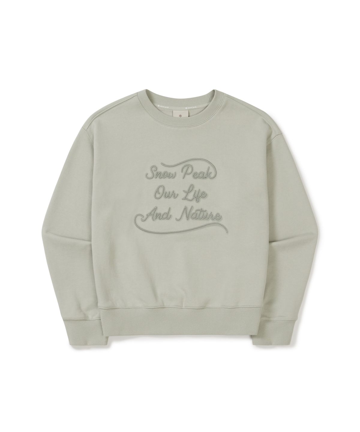 스노우피크 어패럴(SNOWPEAK APPAREL) 여성 레터링 세미크롭 맨투맨 (S25FWFHT63) Mint Khaki