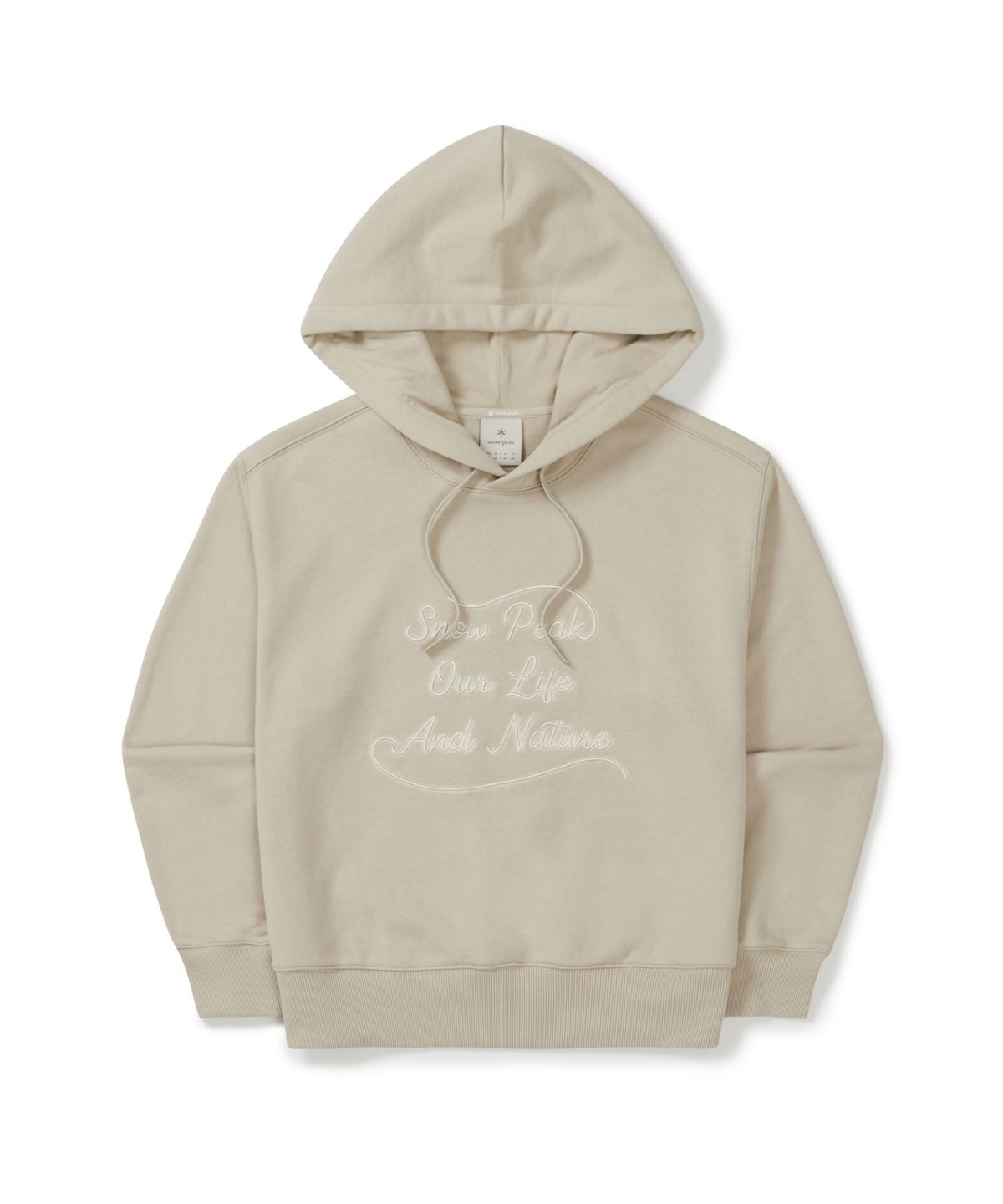 스노우피크 어패럴(SNOWPEAK APPAREL) 여성 레터링 세미크롭 후드 티셔츠 (S25FWFHD63) Beige
