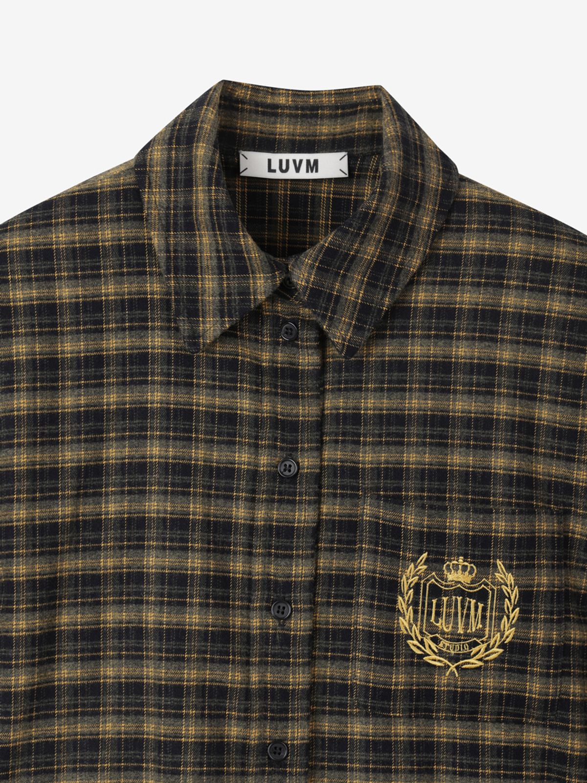 엘유브이엠(LUVM) CHECKED CROP SHIRTS_YELLOW
