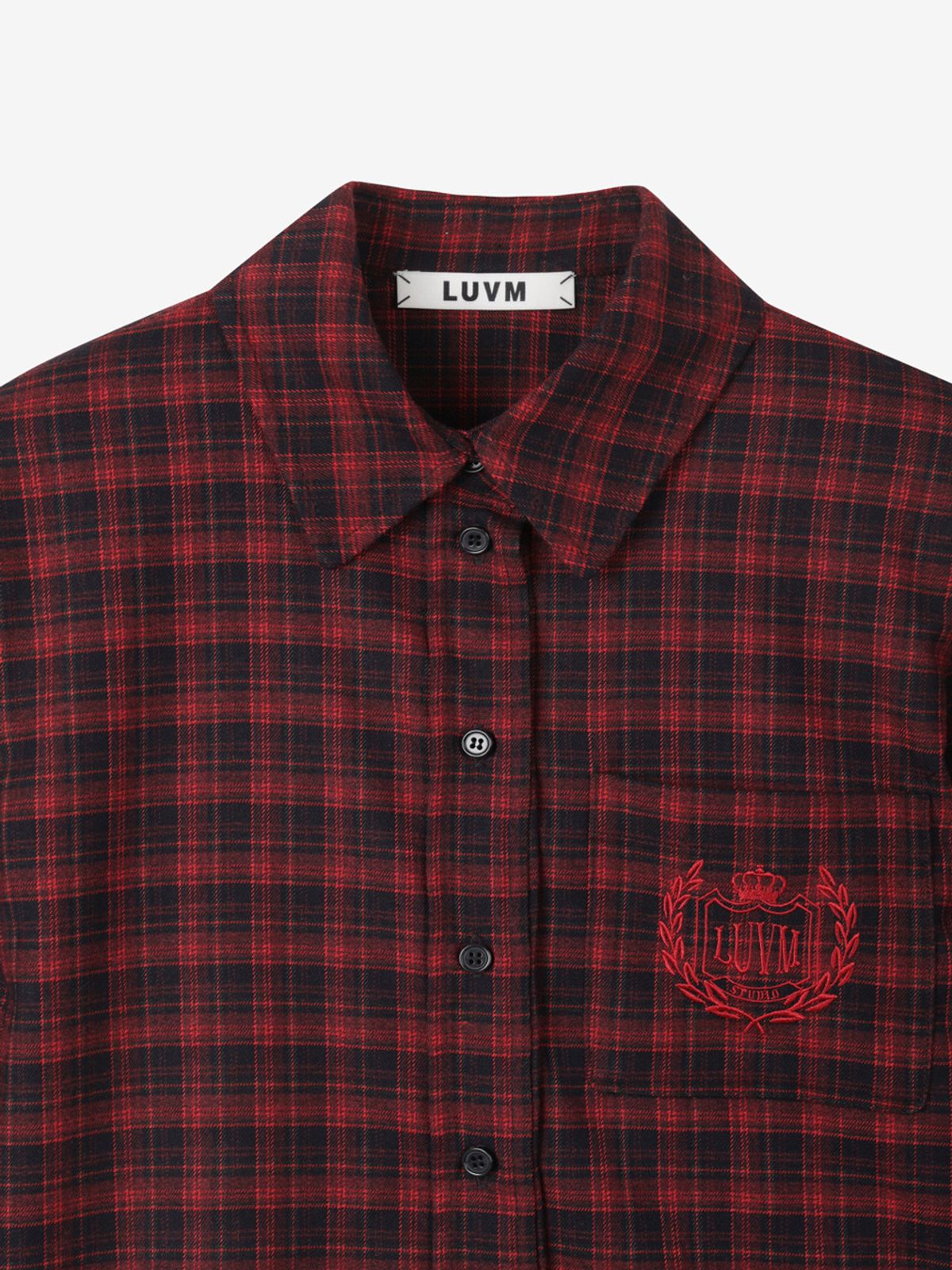 엘유브이엠(LUVM) CHECKED CROP SHIRTS_RED
