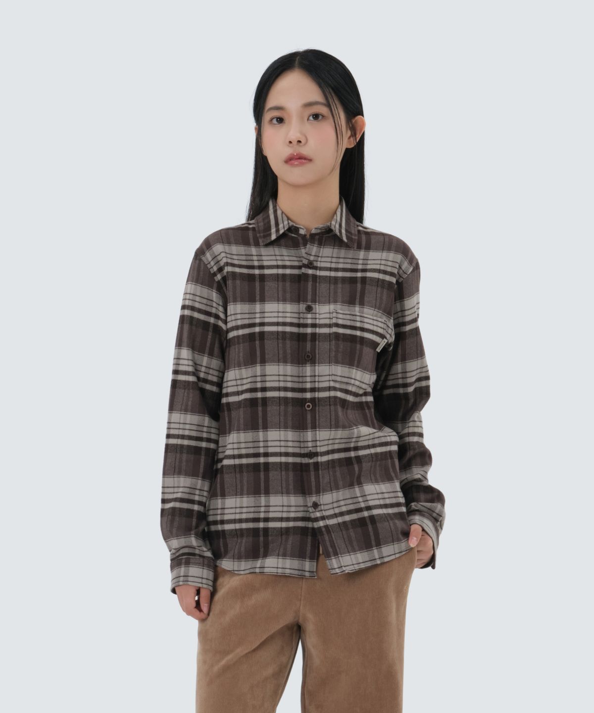 스노우피크 어패럴(SNOWPEAK APPAREL) 리사이클 체크 셔츠 (S25FUFSH02) Choco Brown
