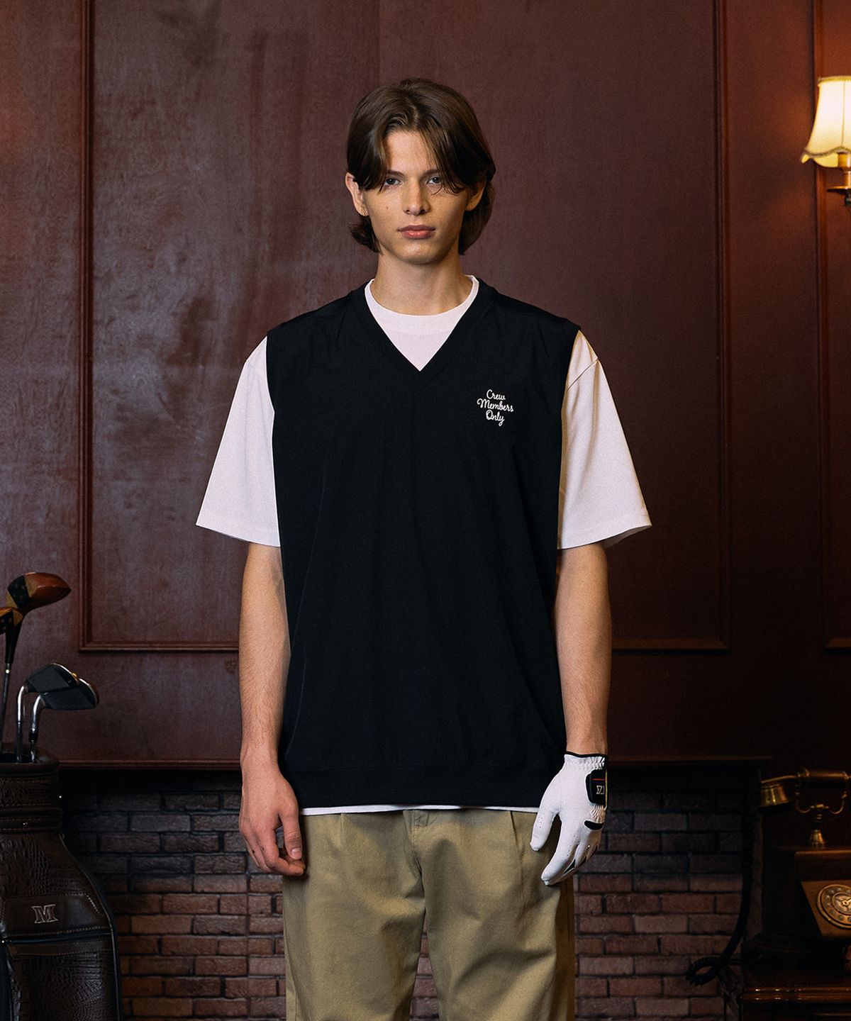크루멤버스온리(CREW MEMBERS ONLY) MESH MIX NYLON VEST BLACK