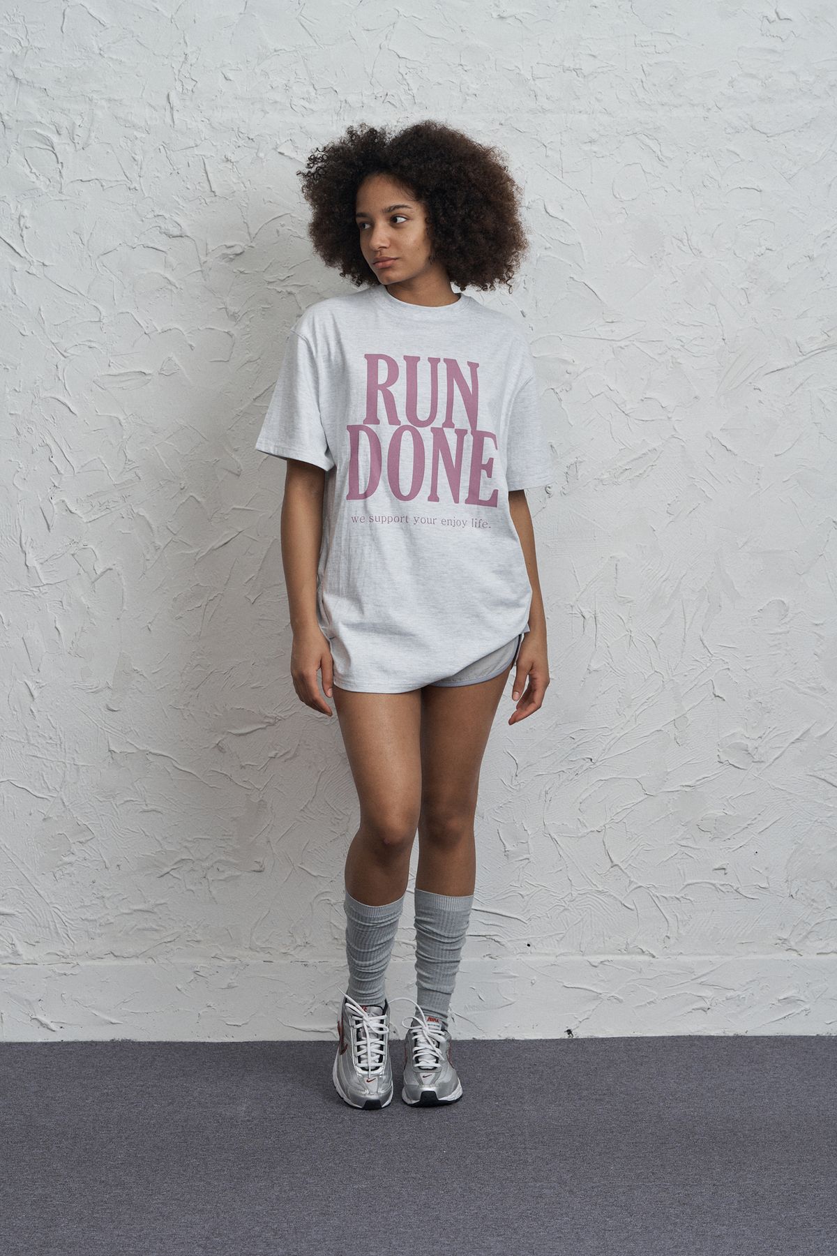 런던(RUNDONE) font t-shirts [MGREY/purple]